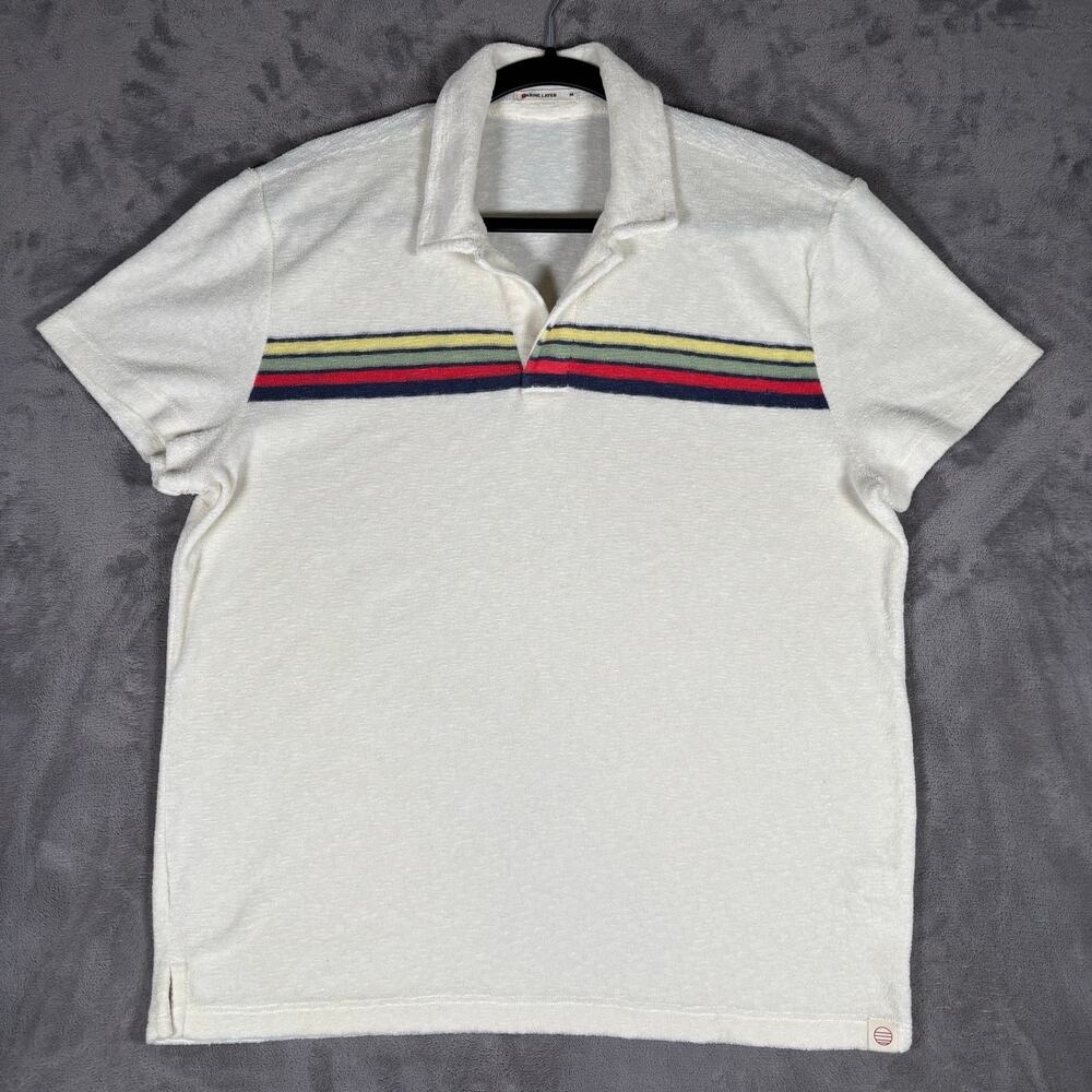 Marine Layer Retro Striped Terry Cloth Polo Shirt Men’s Medium